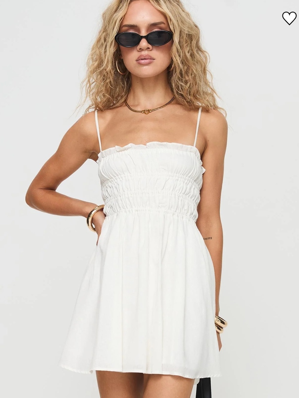 NWOT Princess Polly Ketzia Mini Dress White Smocked Spaghetti Strap Size 6